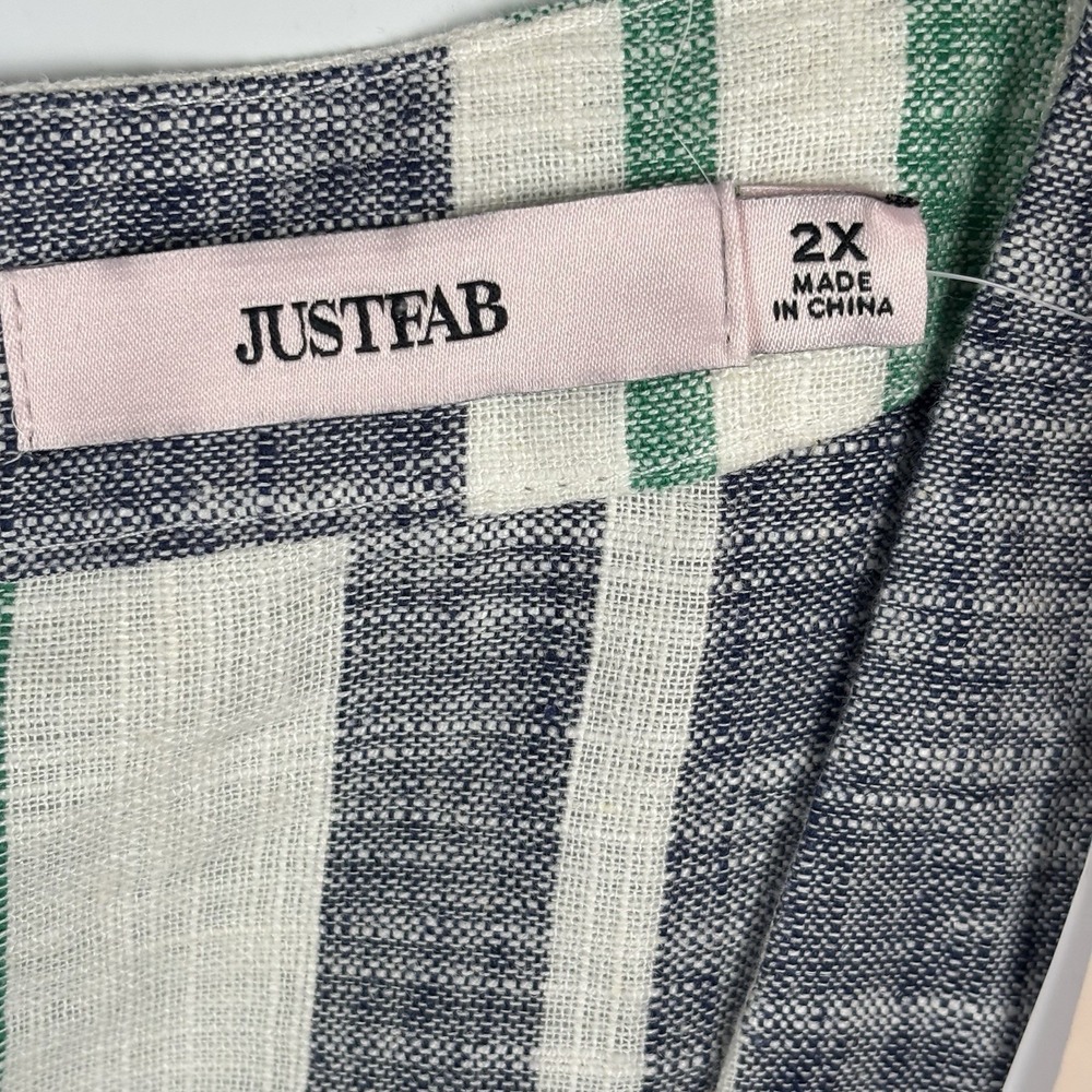 NWT JUSTFAB Linen Blend Stripe Shift Dress Swim Cover Up Women's 2X Beach Resort - Picture 7 of 8